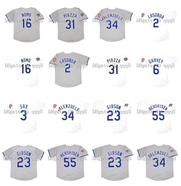 

vintage 1981 la baseball jersey lasorda steve garvey dodgers piazza hideo nomo manny kirk gibson 1988 world series fernando valenzuela orel, Blue;black