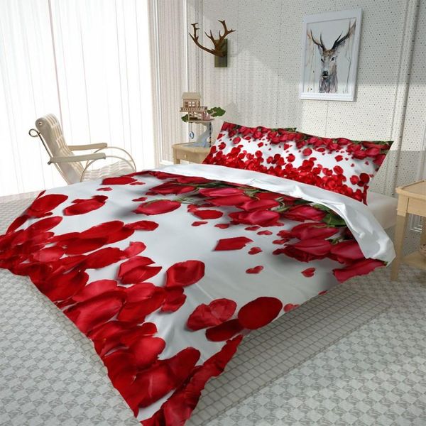 

fashion romance rose petal printing bedding home textiles single bed double duvet cover pillow case sheet boy girl set sets