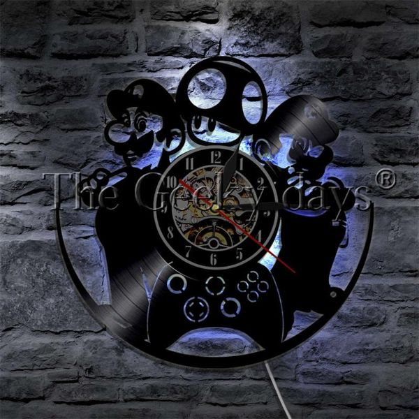 

wall lamps 80s classic adventure game vinyl record clock with led illumination video controller watch art decor