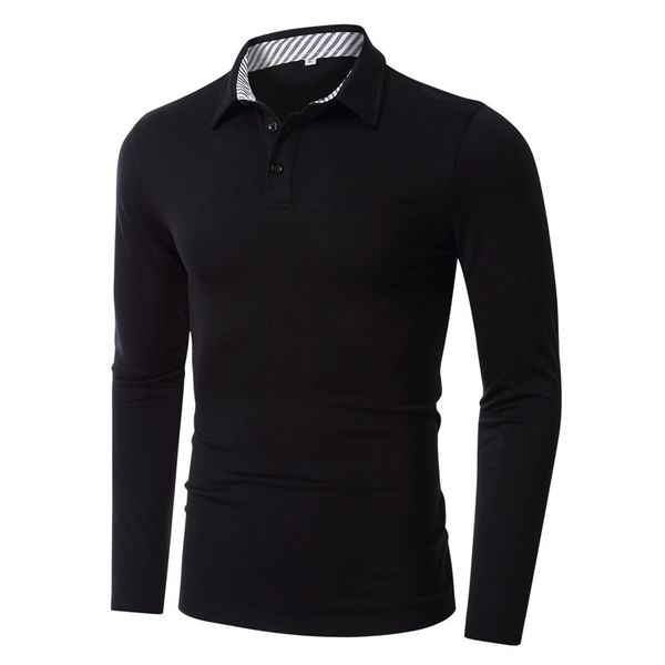 

men's polo shirt golf apparel lapel long sleeve, White;black