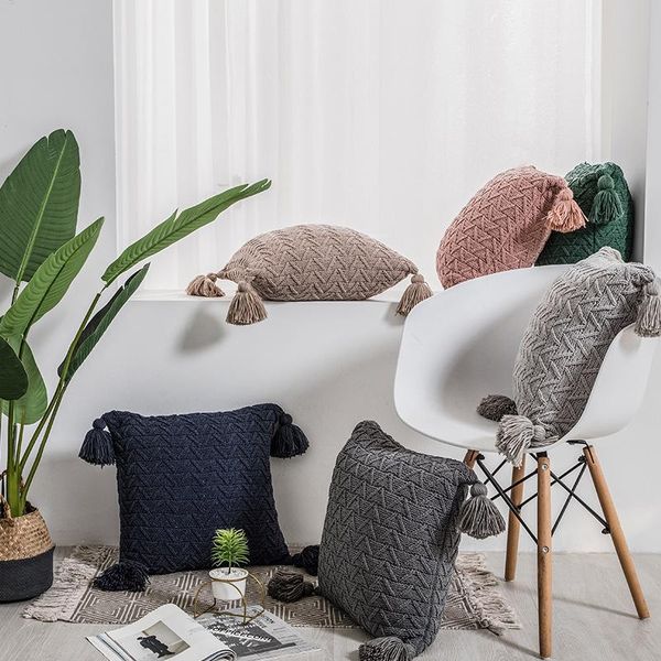 

cushion/decorative pillow chenille knit throw cover home nordic accessories solid simple fabric cushion soft warm decore