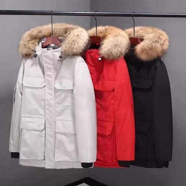 

winter men et down fashion coat downs fur ets stand collar thick coats mens women windbreaker hoodie men's parka warm s outerwear, Black