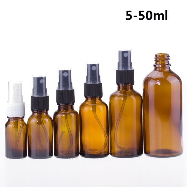 

30ml brwon spray cosmeticessential oil bottle with black and white nozzle