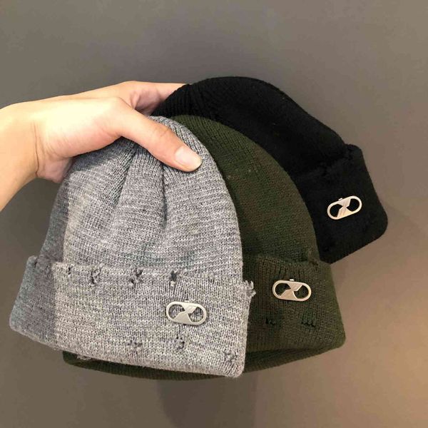 

broken edge pure color cold hat for men and women, Blue;gray
