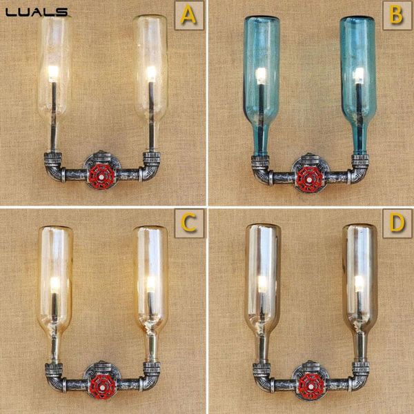 

nordic wall lamp loft style retro light cafe bar led lights creative glass bottles industrial sconces lighting lamps