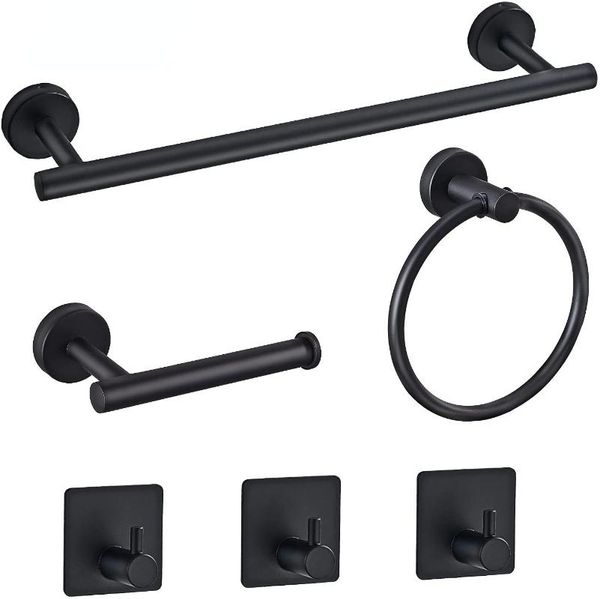 

towel racks 6 pieces black quality bathroom hardware set 304 stainless steel rack toilet paper holder liquid soap bar