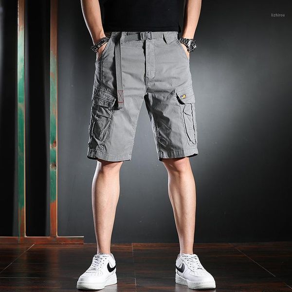

men's shorts cargo men summer mens casual baggy male cotton loose multi-pocket man outdoor military short pants, White;black