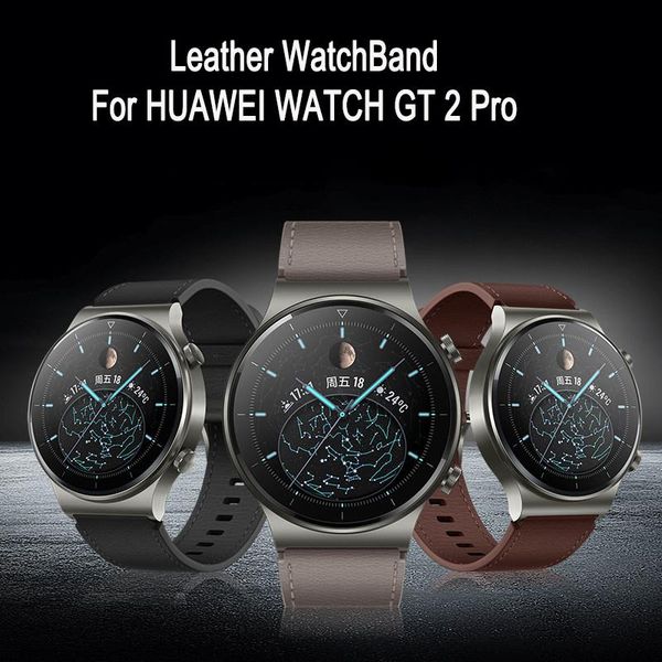 

watch bands 22mm leather band for huawei gt 2 pro ecg 2e strap samsung galaxy 46mm 3 45mm watchband accessories, Black;brown