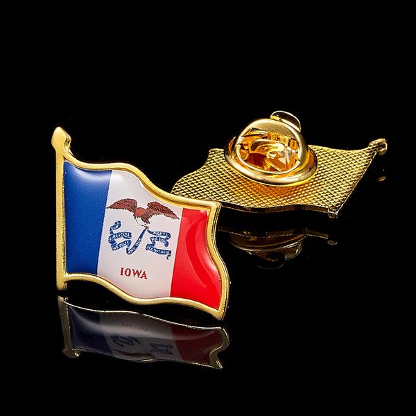 

30pcs united states flags state lowa of usa metal craft gold plated lapel patrotism pins collectible