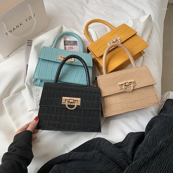 

evening bags small square bag 2021 fashion quality pu leather women's handbag crocodile pattern chain shoulder messenger totes1