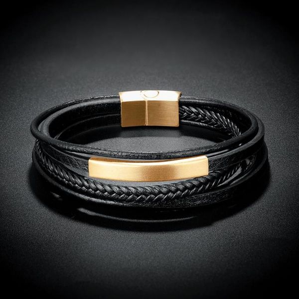 

charm bracelets vintage men leather bracelet gold stainless steel bangles for and women jewelry gift, Golden;silver