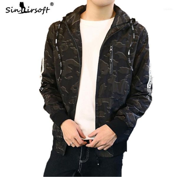 

men's jackets camouflage patchwork jacket slim fit hooded coat male streetwear style zipper draped autumn fashion clothing1, Black;brown