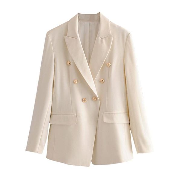 

women's suits & blazers stylish 2021 designer blazer jacket double breasted metal buttons solid femme jackets, White;black