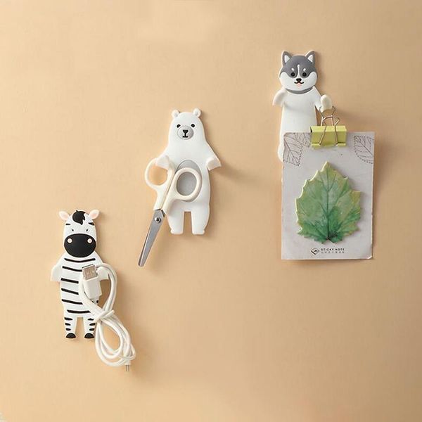 

multifunctional cute animals magnetic hooks removable decorative fridge sticker refrigerator message magnet key holder hook & rails