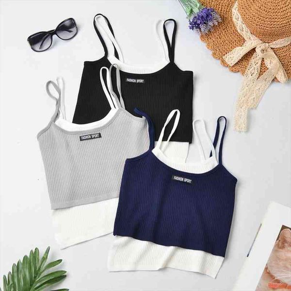 

women knitted patchwork crop underwear women two pieces outfits camis crop for summer, White