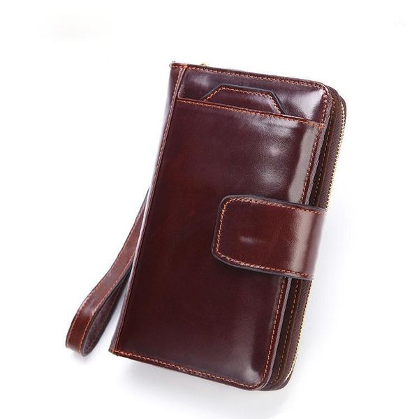 

wallets men's clutch bags for men genuine leather hand bag male long money mobile phone pouch man party coin purse1, Red;black