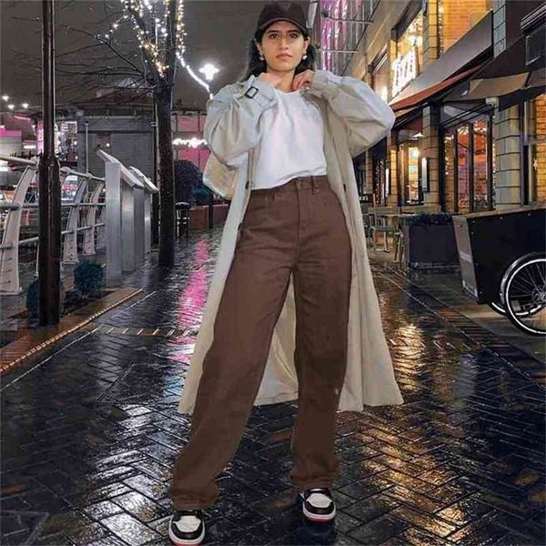 

vintage baggy brown jean streetwear loose high waist trousers harajuku fashion cotton denim sweatpants denim jeans 210809, Blue