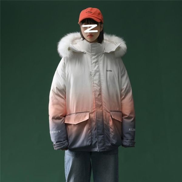 

women's down & parkas plus size womens winter jackets and coats loose fit gradient color woman with pockets korean fahion clothes, Black