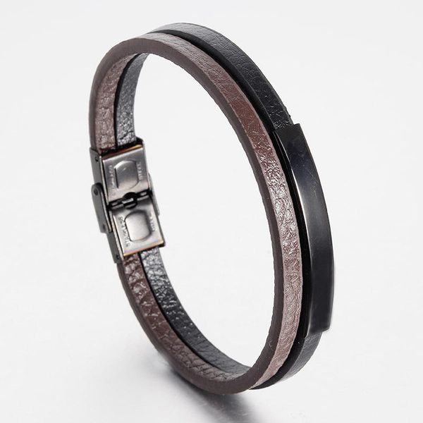 

charm bracelets fashion double layers genuine leather jewelry for men women birthday gift wholesale stainless steel bangles 2021, Golden;silver