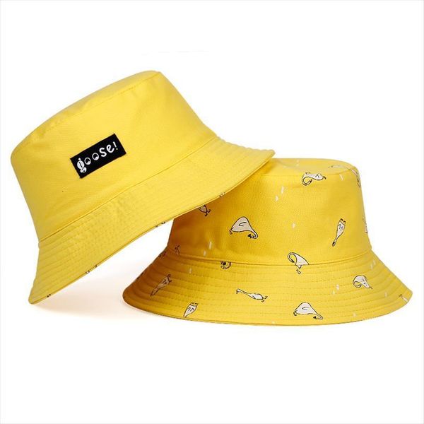 

goose printing fisherman hat sunshade outdoor fishing hats double sided wearable wild bucket couple general casual, Blue;gray