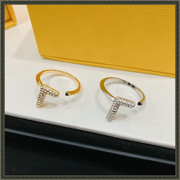 

luxury designer rings anillo letters gold white ring anello women diamond rings bague die ringe fashion jewelry alliance alianza ein ehering, Golden;silver