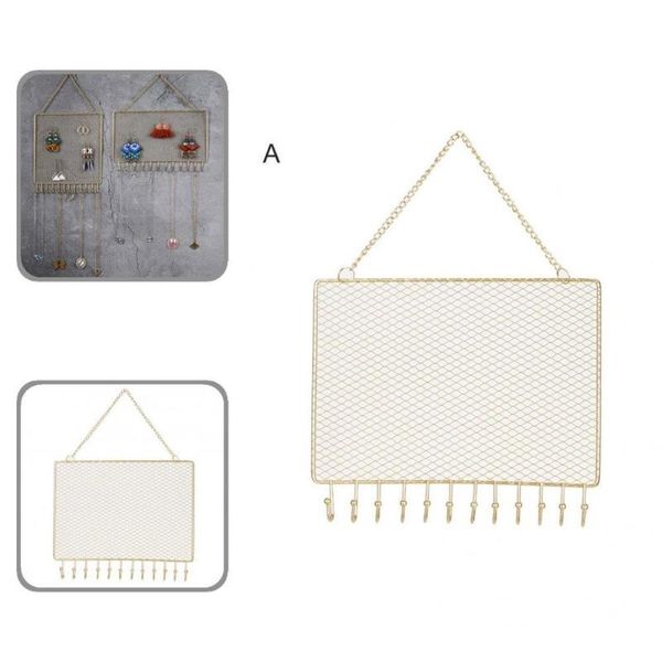 

jewelry pouches, bags nordic style rectangle metal hook necklace ring bracelet storage holder for props, Pink;blue