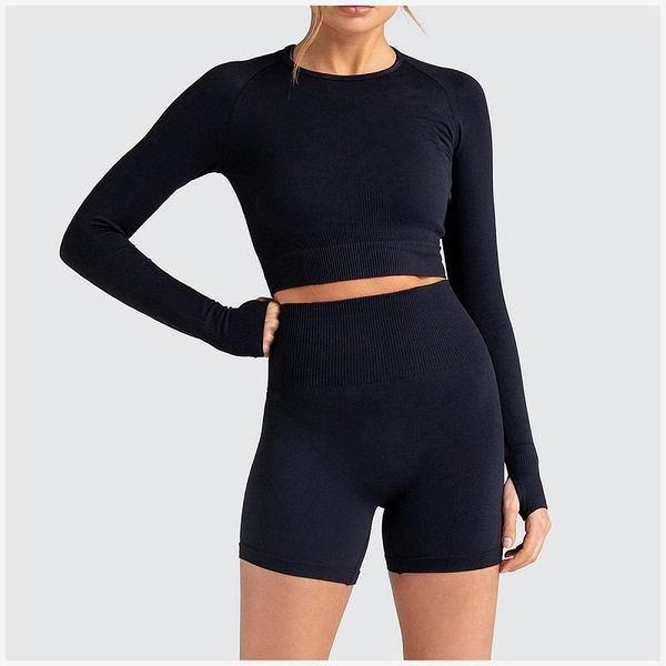 

yoga outfit 2pcs seamless set sportwear women high waist short workout clothes for fitness gym suit activewear academia