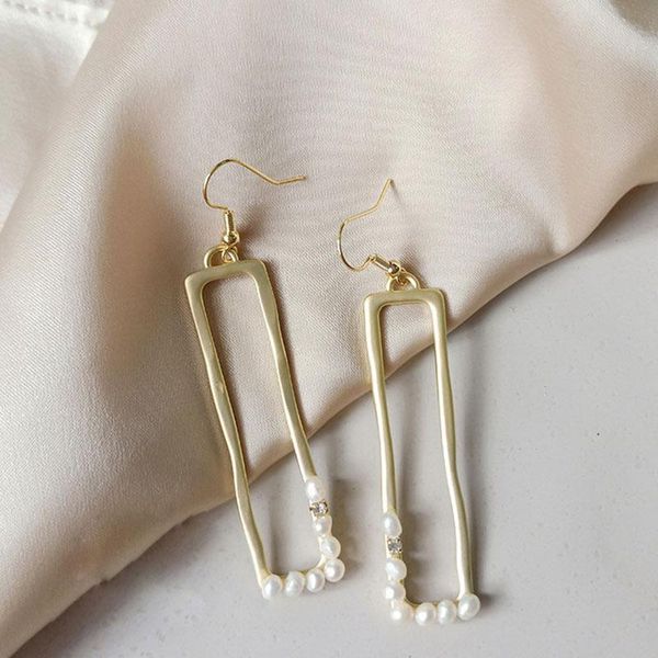 

dangle & chandelier linmouge gold color earrings for women long square geometric with pearly korean simple style female trendy jewelry ef27, Silver
