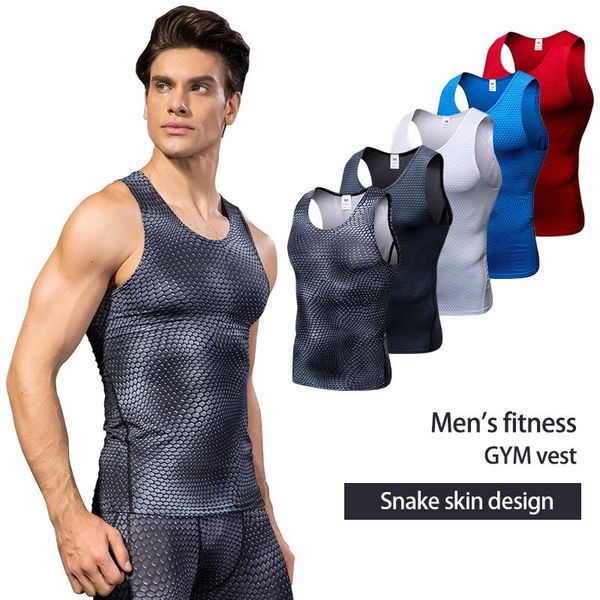 

compression fitness tights tank men quickly dry sleeveless gym clothing workout running vest sports shirt jerseys, Black;blue