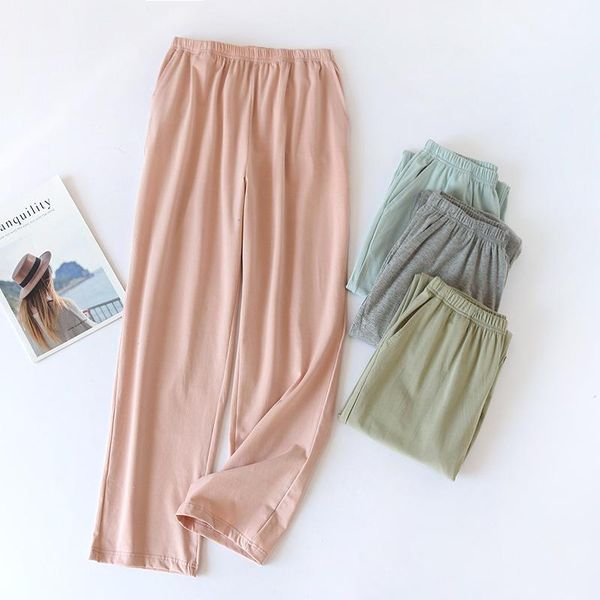 

women's sleepwear pajamas women cotton trousers homewear ladies summer spring autumn leisure thin long loose home pants sleep bottoms, Black;red