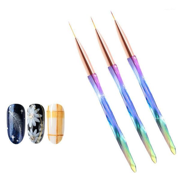 

3pcs nail art uv gel liner drawing brush painting acrylic pen tools manicure set1
