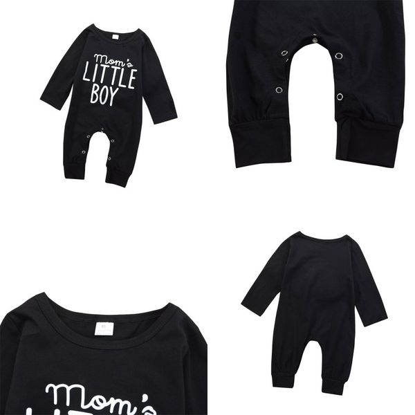 Baby Rumper Черная буква напечатана детские комбинезоны младенческие мальчики с длинным рукавом малыш милый ребенок младенческий мальчик дизайнерская одежда 2666 y2
