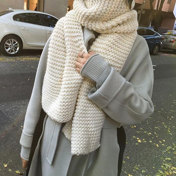 

scarves scienwear 2021 yarn wool scarf women winter warm cappa opera cape wraps tippet thick ashion, Blue;gray