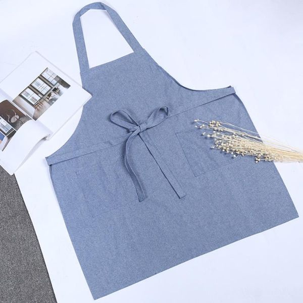 

1pc household cotton aprons color cooking kitchen supplies (blue)