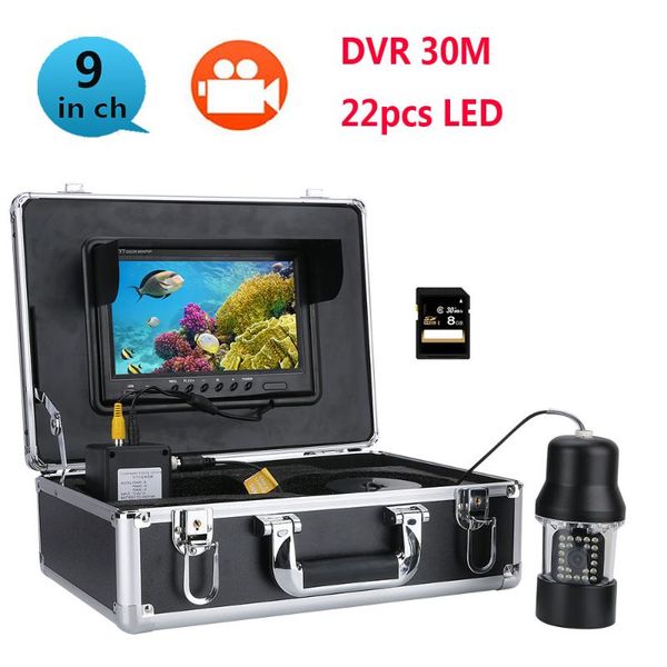 

15m 30m underwater fishing video camera fish finder 9 inch dvr recorder color screen waterproof 22 leds 360 degree rotating came