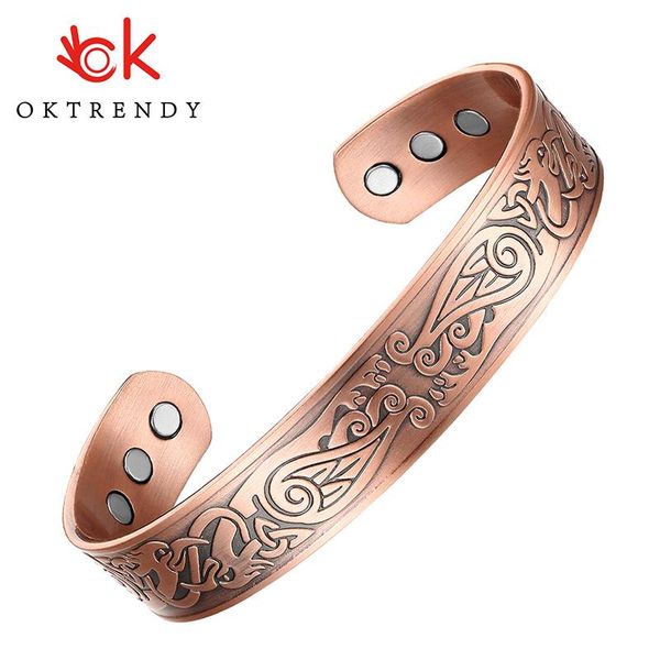 

bangle pure copper bracelet men magnetic vintage adjustable 6pcs magnets cuff health energy for, Black