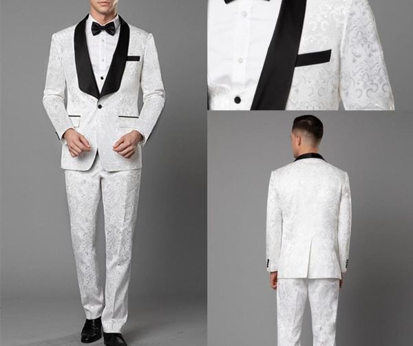 

custom made groom tuxedos groomsmen red white black shawl lapel man suit wedding men's blazer suits(jacket+pants+vest) suits & blazers