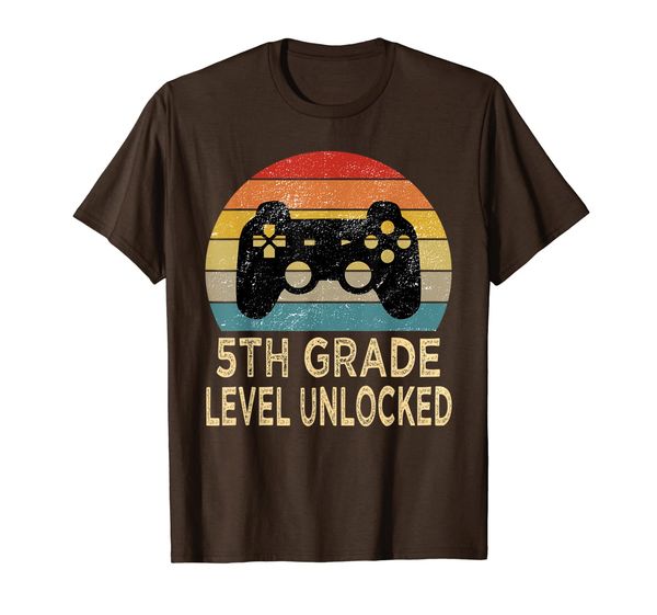

5th grade level unlocked video gamer back to school boys t-shirt, White;black
