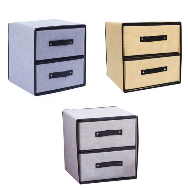 

storage boxes & bins 3 colors cotton and linen box foldable underwear bra socks drawer sundries clothes