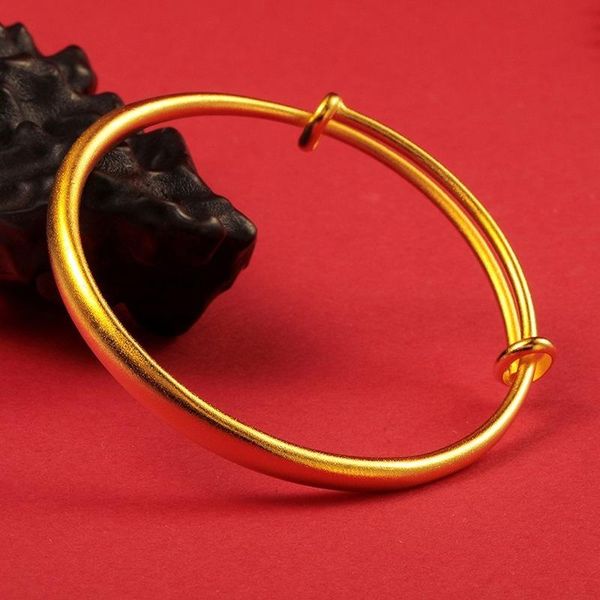 

bangle fashion ancient sand noodle push-pull gold bracelet for women jewelry that lasts a long time sandblasted round, Black