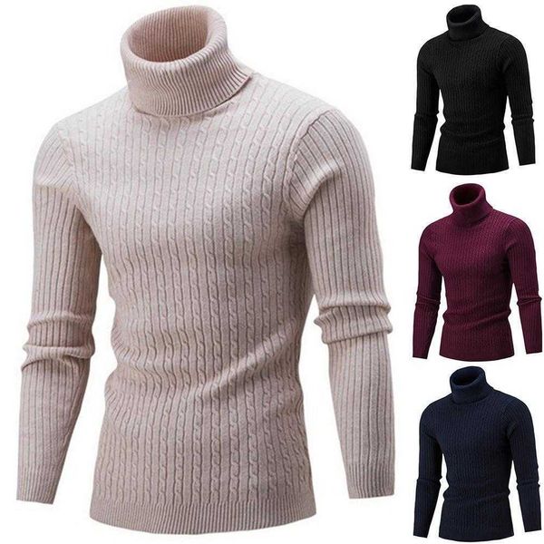 

winter men's turtleneck sweaters thick warm high neck mens solid color slims pullover men knitwear male, White;black