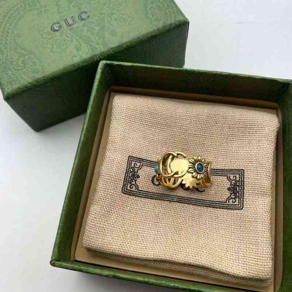 

the new 74% off family gujia new double letter women's net red same brass ringo4wz, Silver