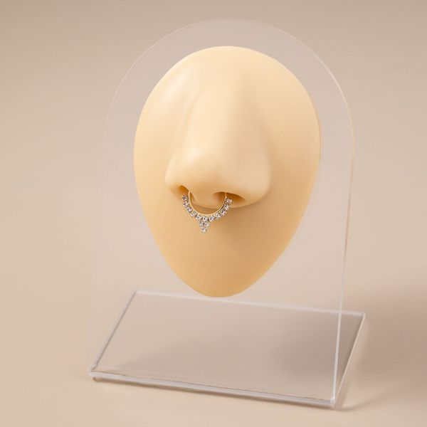 

ins jewelry popular crystal ornament gold flower diamond piercing nose ring accessories female, Silver