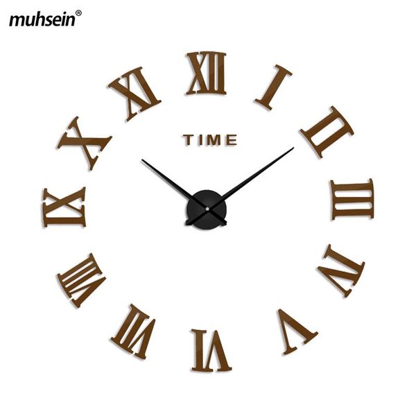 

wall clocks 2021 roman clock horloge 3d acrylic mirror stickers mute living room quartz needle