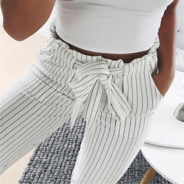 

women's pants & capris palazzo 2021 flat polyester casual regular broadcloth drawstring sashes plaid trousers stripe slim belt, Black;white