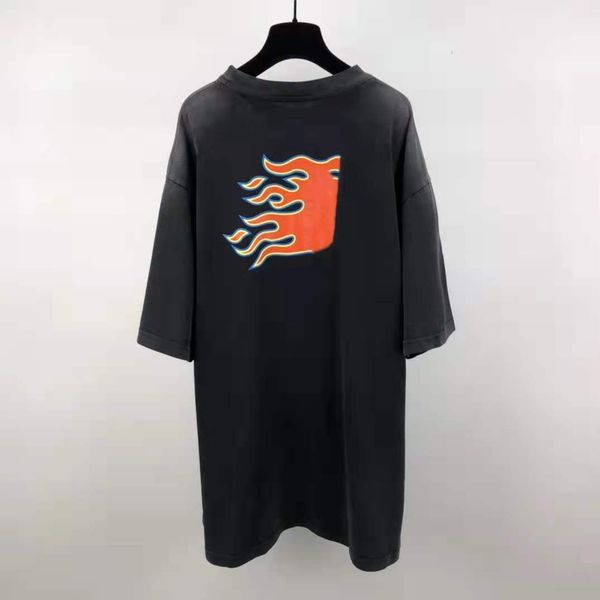 

21ss summer paris fashion men women high street t shirts short sleeve washed-out breathable tee wear a t-shirt with both sides, White;black