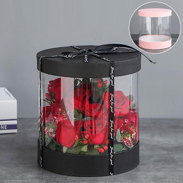 

transparent empty gift box artificial bear rose flower gifts women plush valentine's day packaging wrap