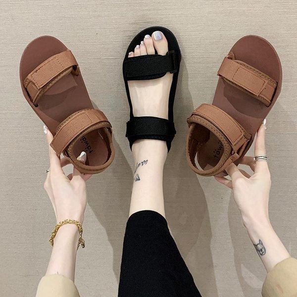 

summer fashion ladies slippers sandals outdoor soft bottom personality tide beach word female, Black