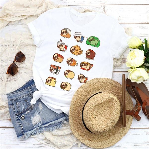 

graphic dog funny printed kawaii womens cartoon 90s fashion tees clothing female print, White