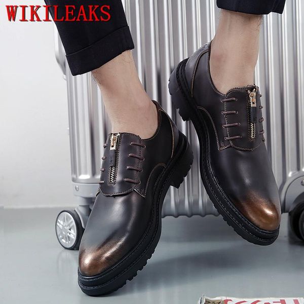 

dress shoes designer men oxford for leather italy casual party wedding flats loafers platform, Black